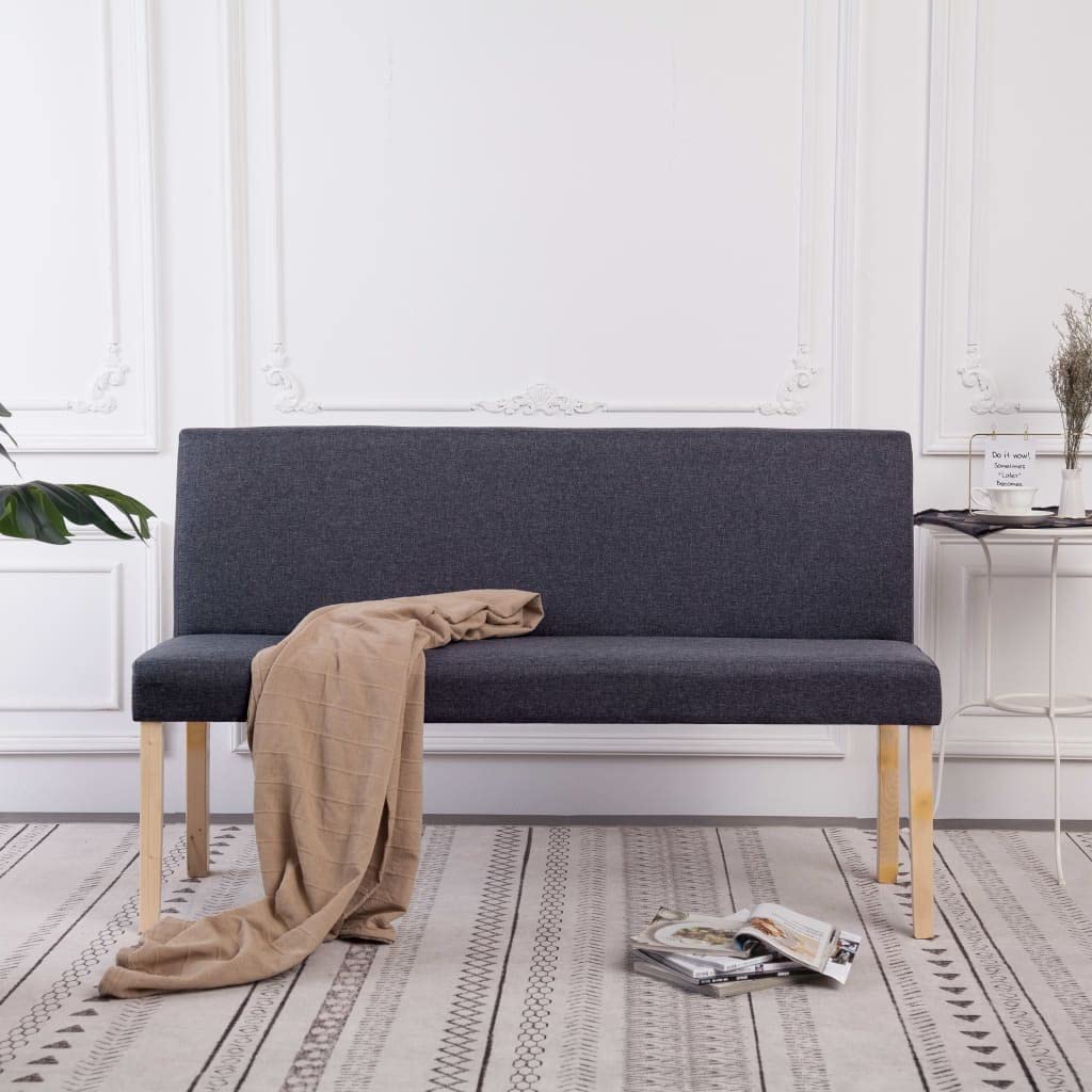 Banc de décoration intérieure pour entrée ou salon en polyester gris foncé de 139 cm