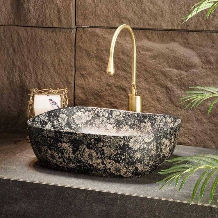 zlew nablatowy Ceramiczna umywalka łazienkowa, 48 * 39 * 14 cm, nablatowa, porcelanowa, nablatowa (pojedyncza umywalka)