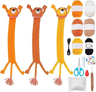 WEBEEDY 3 Sets Crochet Kit for Beginners with Video Tutorials,Lion Crochet Bookmark Kit for Adults Handmade Cute Animals Bookmarks for Women Writer Readers Christmas Book Lovers Gifts Party Favors - Buy now