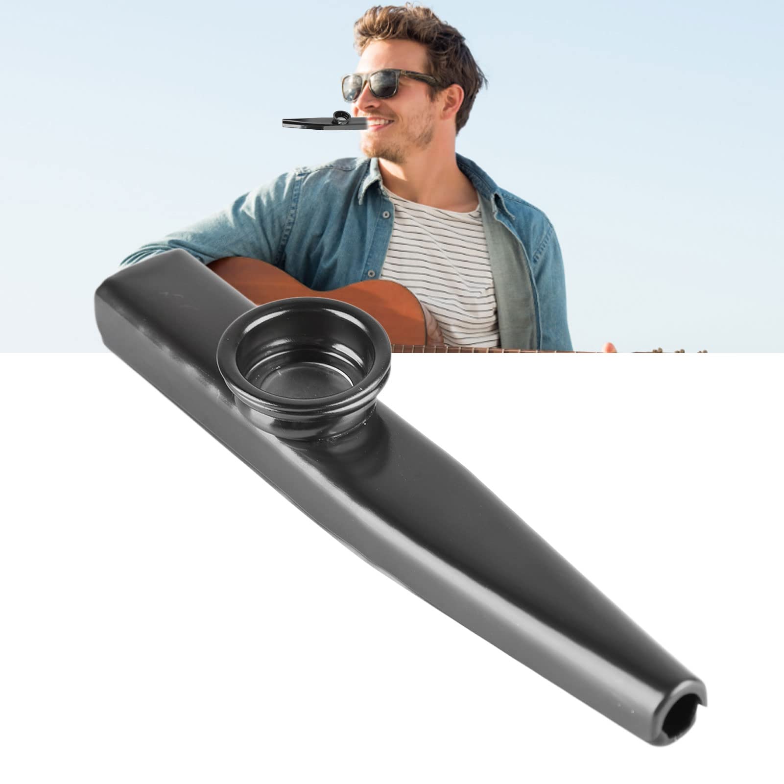 Metal Mouth Kazoo, Aluminum Wear Resistant Easy Playing Lightweight Ukulele Partner Portable Kazoo Replacement (Black)