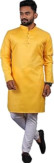 Enmozz® Multi Colored Cotton Plain Men's Ethnic Kurta Only