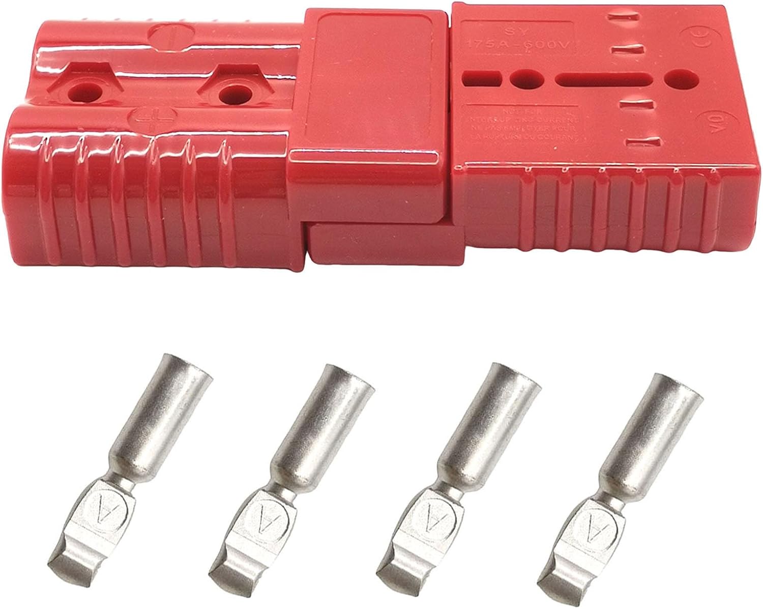 2 Pack Red 600V 175Amp Battery Quick Connect/Disconnect Connector with 4pcs 1/0AWG Terminals Wire Plug Harness Quick Release Connector for Electric forklifts vehicles Winch Off-Road Trailer Motors