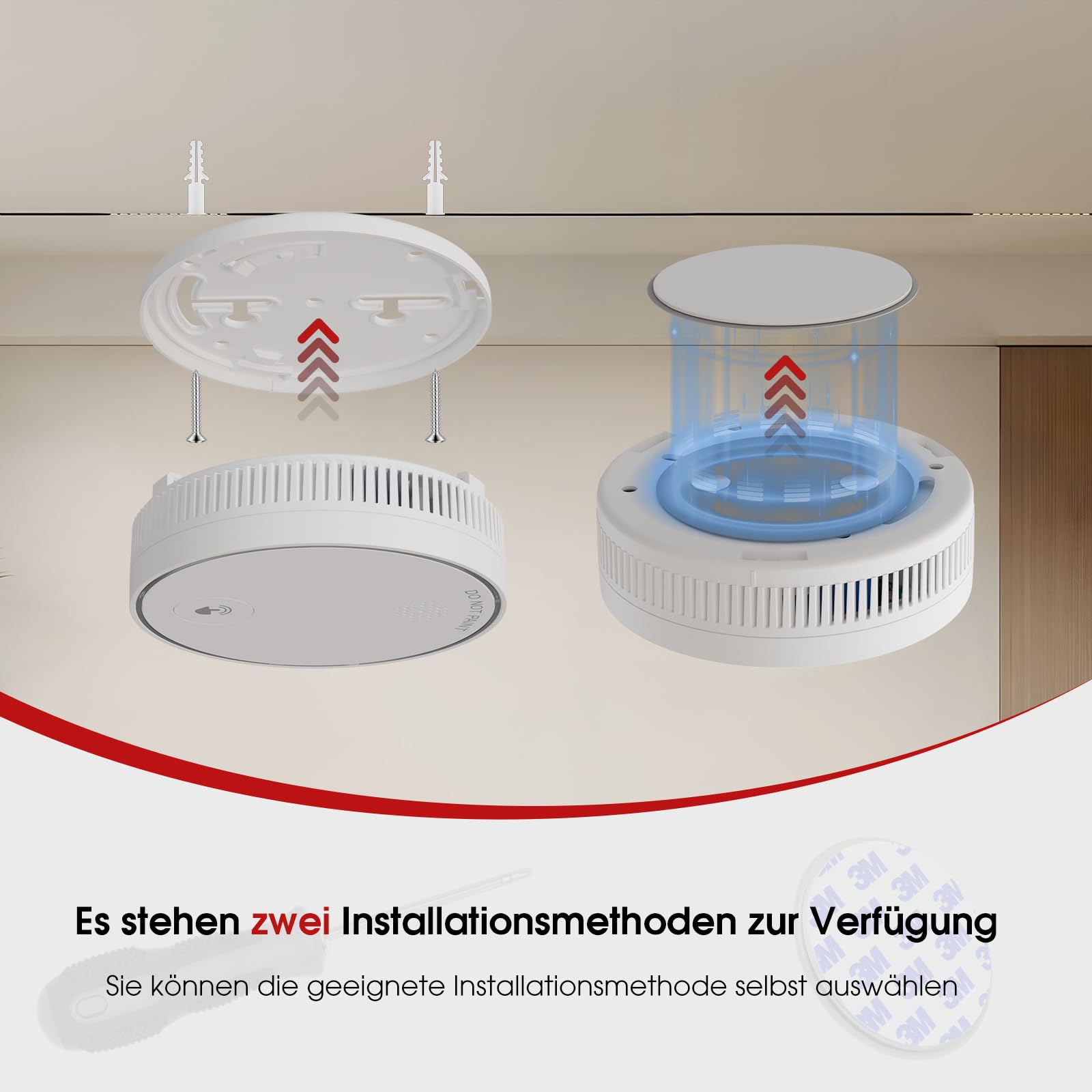 10-Jahre-Batterie Rauchmelder LED-blitzfrei Feuermelder mit magnethalterung, Test- und Stummschaltfunktion, TUV-Zertifiziert EN14604 4er