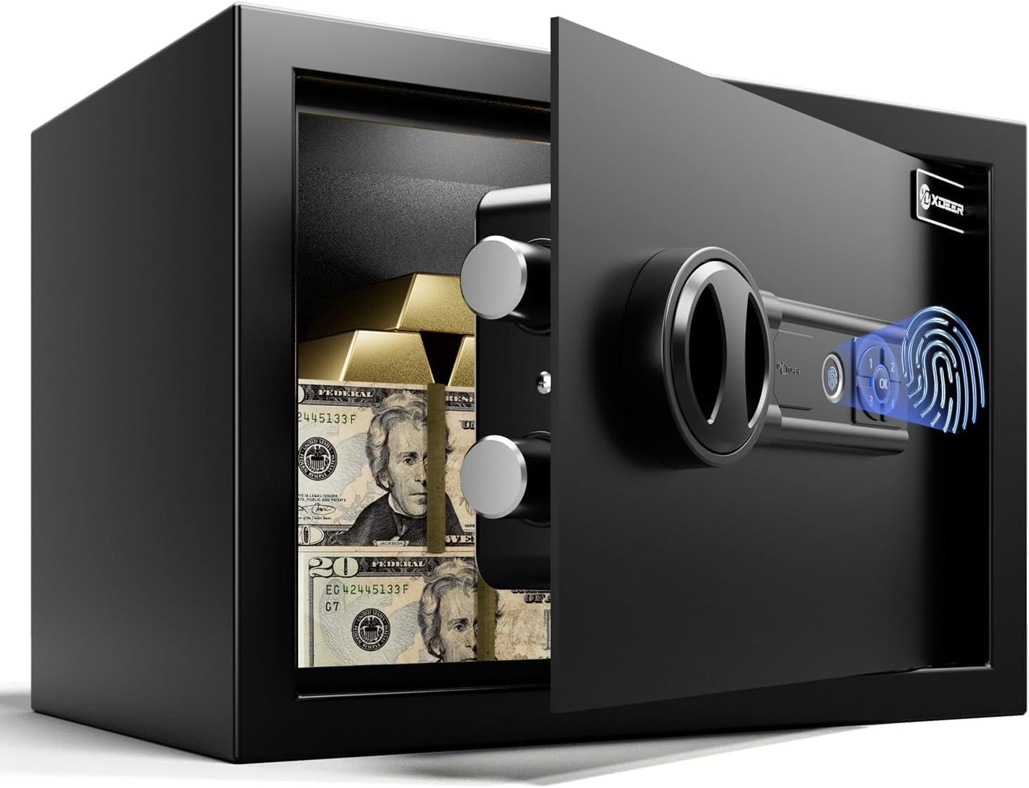 XDeer Biometric Protected Lock Field – Fingerprint,withSilent Mode and LED Gentle, Cash secure for House field, Resort secure,Workplace, and Child，Anti-Theft,