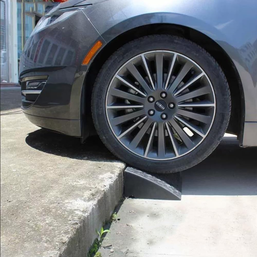 Genérico Rampa de Acceso para vehículos - Rampa de plástico Antideslizante de 5-17 cm de Altura para Coches, Scooters, Bicicletas y carritos - Amarilla, 50 x 33 x 17 cm - Solución de Acceso
