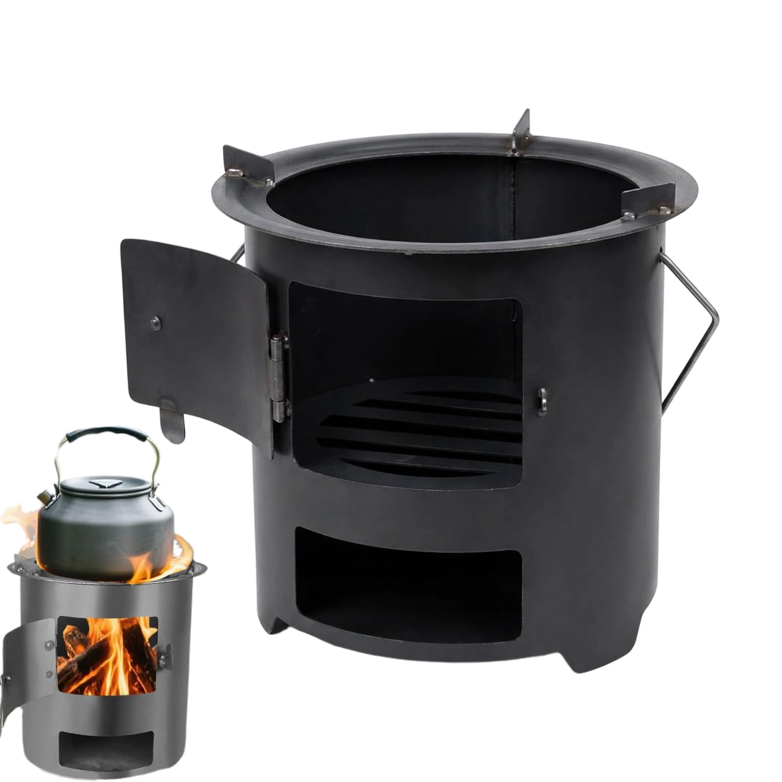 Réchaud à Bois pour Camping,Chauffage - Réchaud de Randonnée avec Poignée,pour Randonnée Jardin Terrasse Pique-nique Activités de Plein Air