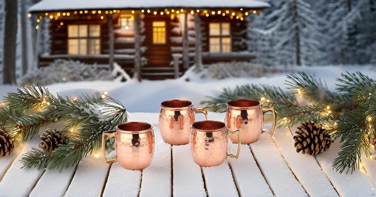 PARIJAT HANDICRAFT 2 Oz. Solid Copper Mini Moscow Mule Shot Mug, Set of 4 Authentic 100% Solid Copper Hammered Moscow Mule Mug 2-Oz Shot Glass - Set of 4