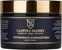 Caswell-Massey Heritage Woodgrain Sandalwood Shave Cream, Natural Men’s Shaving Cream for Smooth Beard Shaving, Soothing for Sensitive Skin, USA Made, 8 Fl Oz