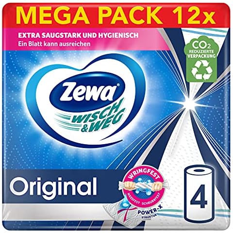 Zewa Wisch und Weg Original Küchenrolle, Mega Pack, 12 Packungen (48 Rollen x 45 Blatt) Cover