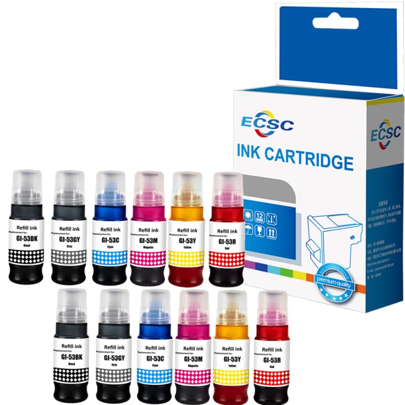 Cartouches d'encre Canon G550 G650 GI53 noir cyan magenta jaune gris rouge pour imprimante Pixma