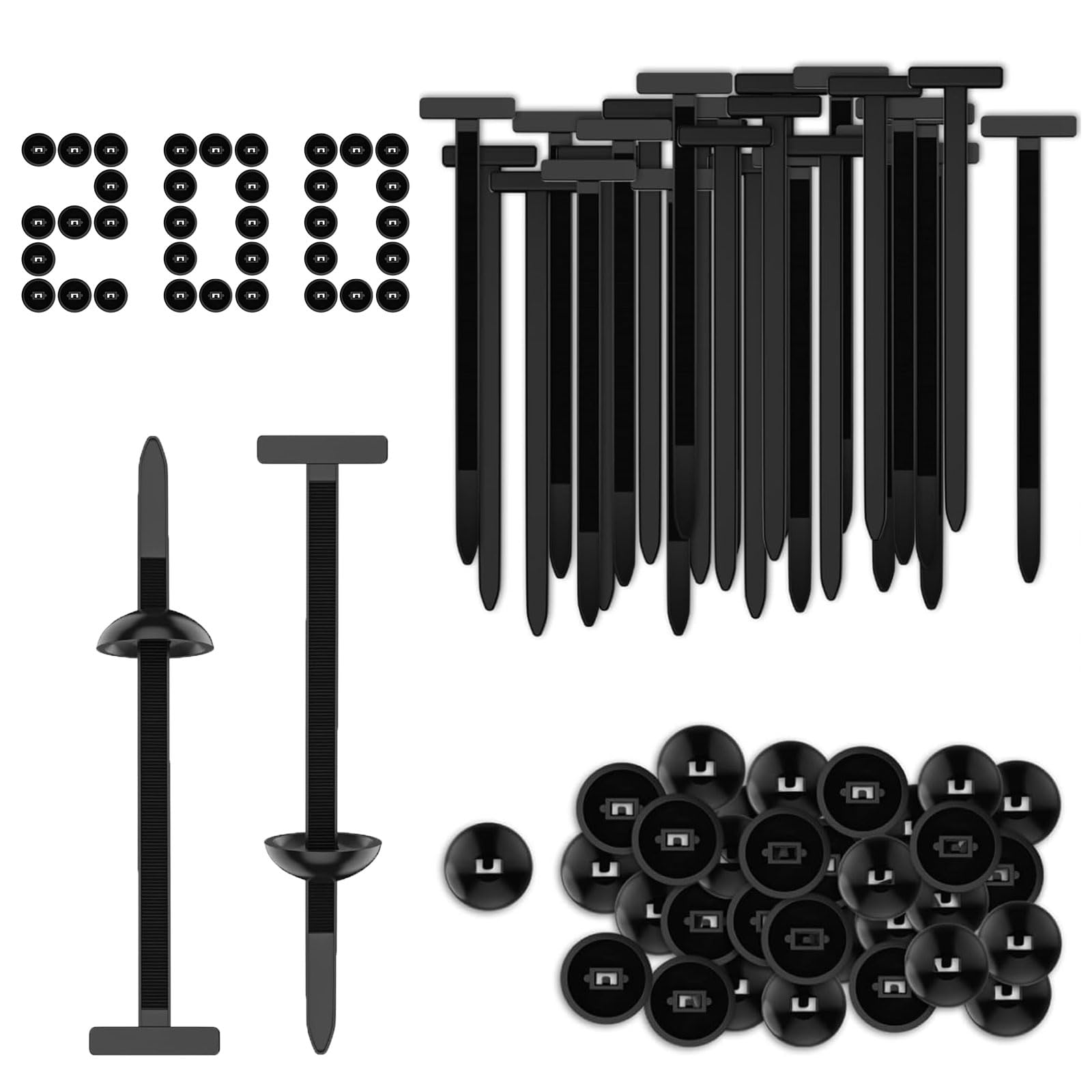 200Pcs Black Cable Ties, Nylon Zip Ties Self Locking for Car Repair & DIY