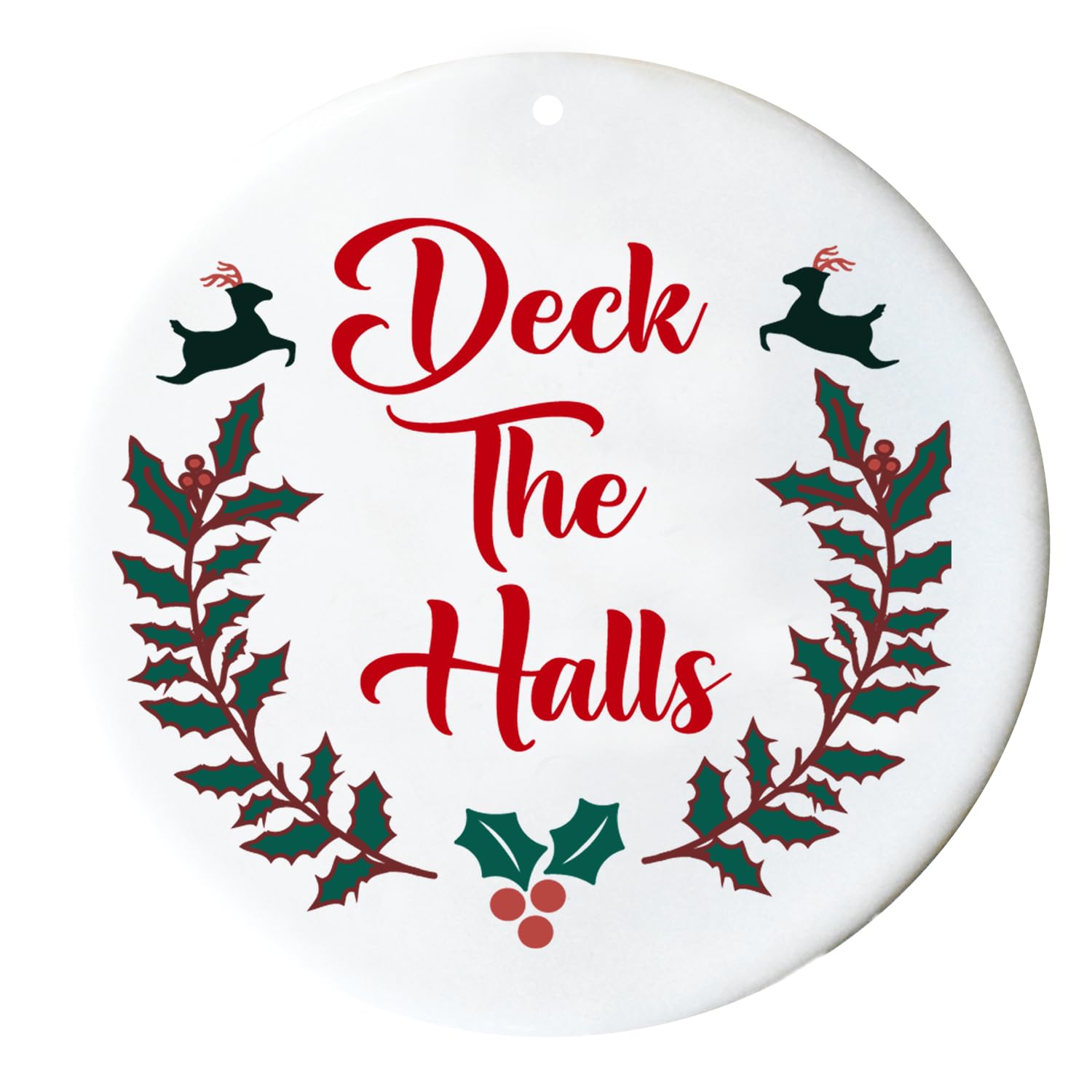 SMARTYPANTS Christmas Deck The Halls Bauble – Beautiful Festive Aesthetic Xmas Holiday Winter Joyful Ceramic Ornament, Perfect Present Gift for Christmas Tree, Personalized Holiday Decoration