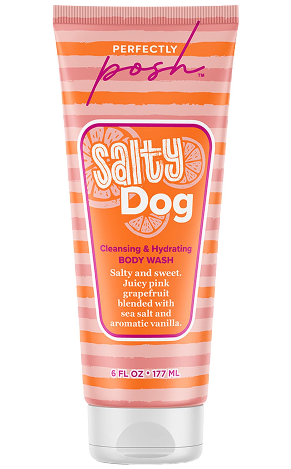 Perfectly Posh - Salty Dog Cleansing Hydrating Body Wash - Aloe Cleanser with Hyaluronic Acid Botanical Extracts Grapefruit