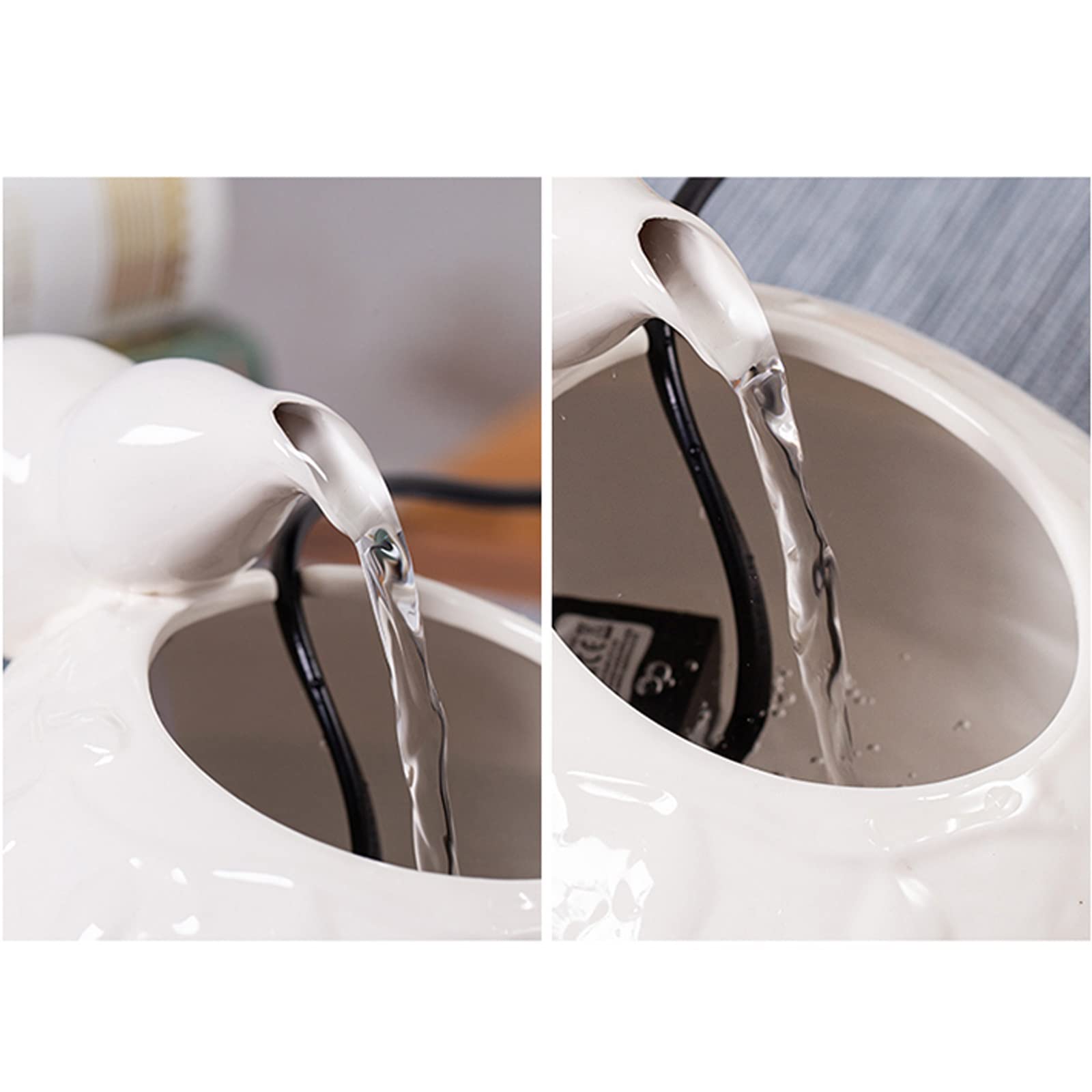 Fuente de Mesa Decorativa para Interior, Fuente de Agua con Cascada, de cerámica, con Bomba de Agua, Zen, decoración para salón, Oficina, Escritorio, 18 x 18 x 15 cm, Blanco