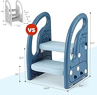 Vista 8 de Onasti Taburete Escalón para Niños Pequeños para Lavabo de Baño, Escalón Ajustable de 2 Pasos para Niños con Asas, Taburete de Inodoro