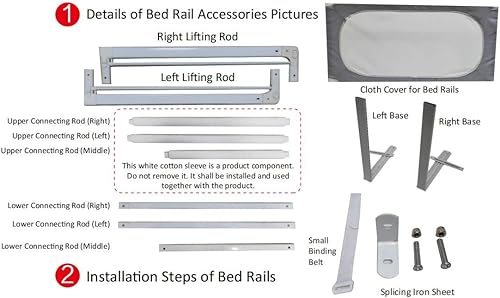 Miniatura 5 de Barandilla para cama de bebé con correa en Y de seguridad, extra larga, tamaño individual, matrimonial, queen, king, barandilla para niños pequeños