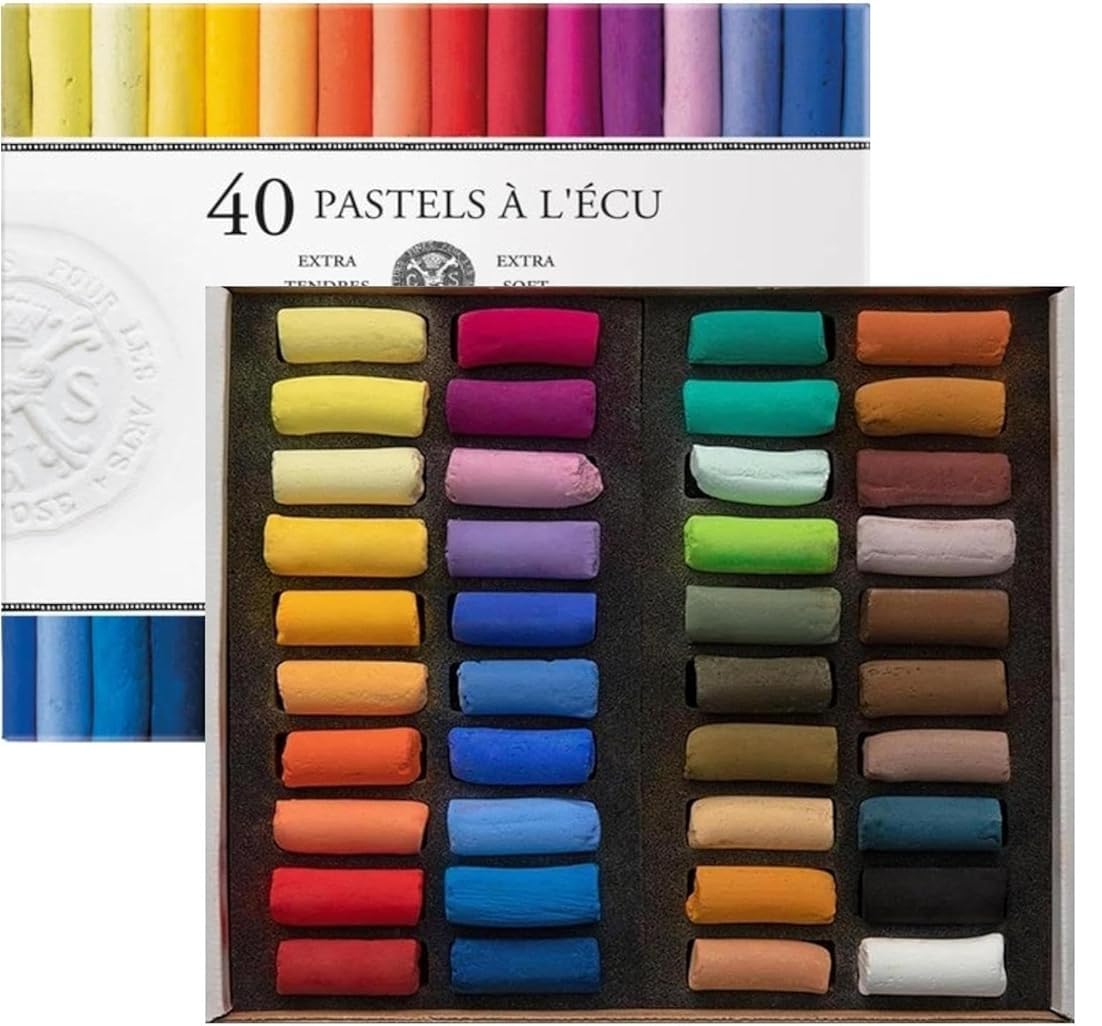 Sennelier ensemble de Pastel secs 40 demi-pastels tendres à l'écu Pastel Extra Fins SÉLECTION General et 2 cartes