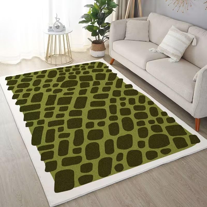 Tapis entrée blanc et matcha 80x120 cm lavable et antidérapant pour couloir