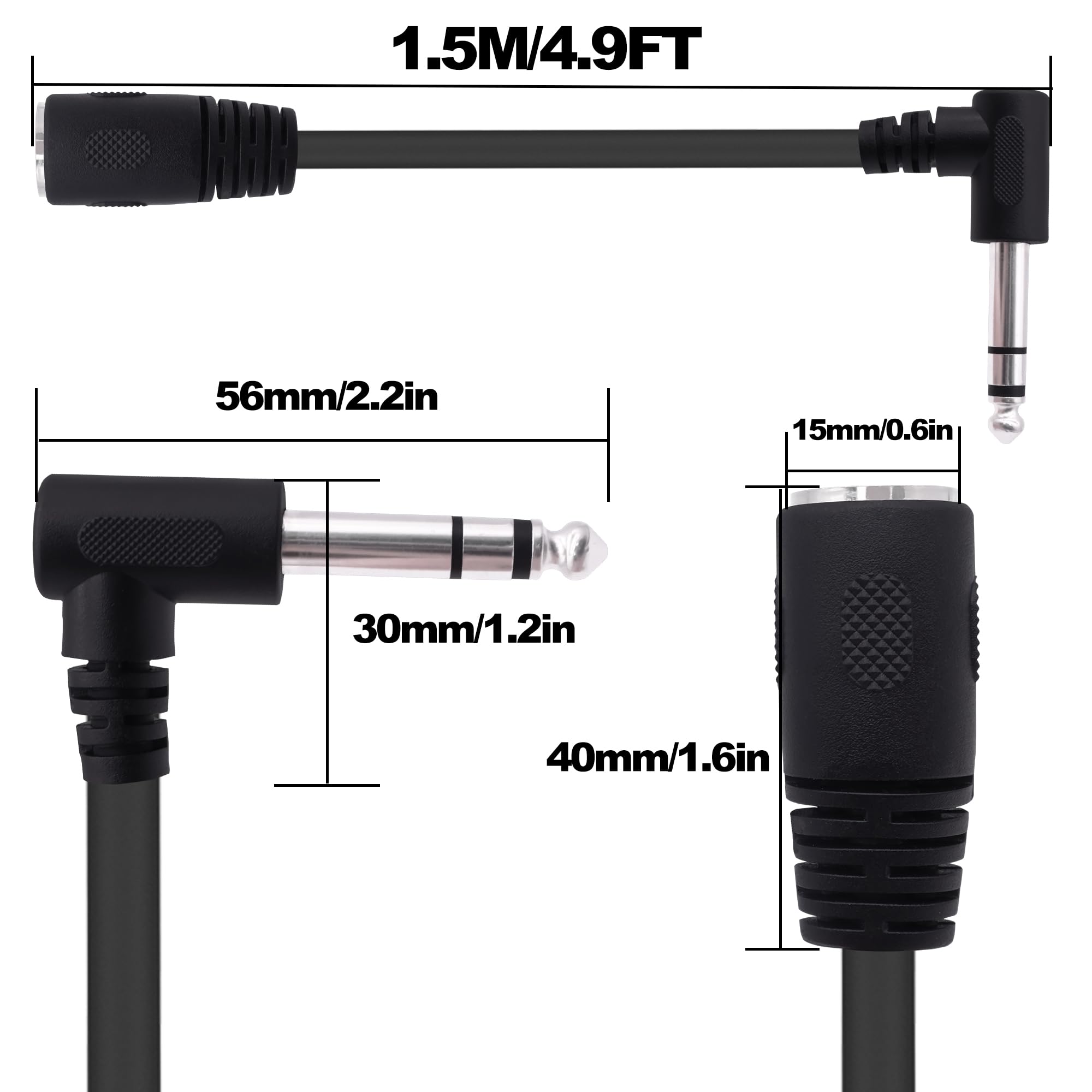 YARCHONN MIDI Din 5Pin to 6.35mm 1/4 Cable Din 5 Pin Female to 1/4 Inch Male 90 Degree Right Angle Plug TRS Stereo Audio Adapter Cord for Speaker Amplifier Mixer MIDI Keyboard-1.5M/4.9FT