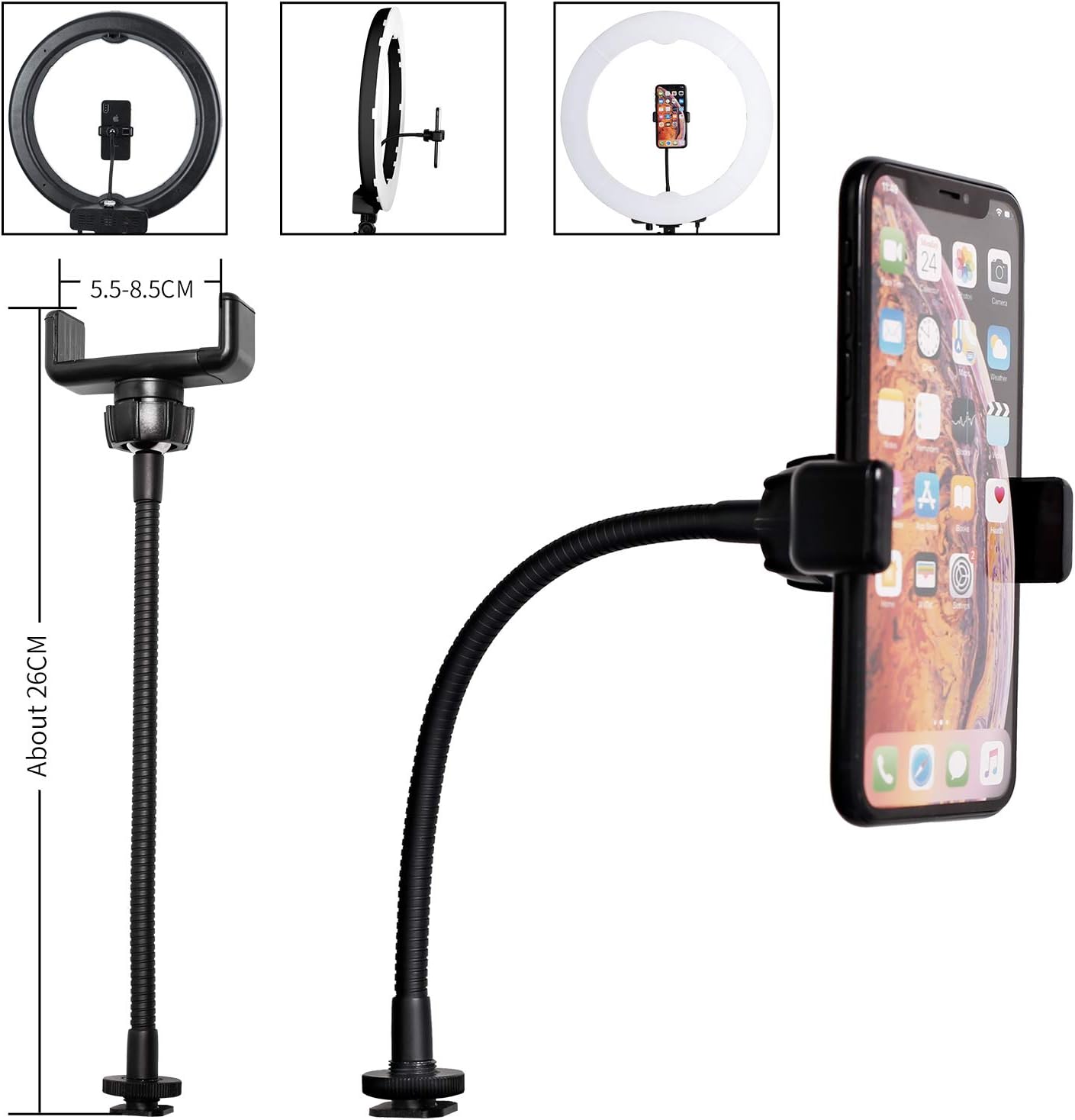 SH Ring Light Kit : Outer Circle 20 Inches/49 Centimeters 5500K with Color Filter , Beauty Lighting for Phone Live, YouTube, Vidoe, Self-Portrait