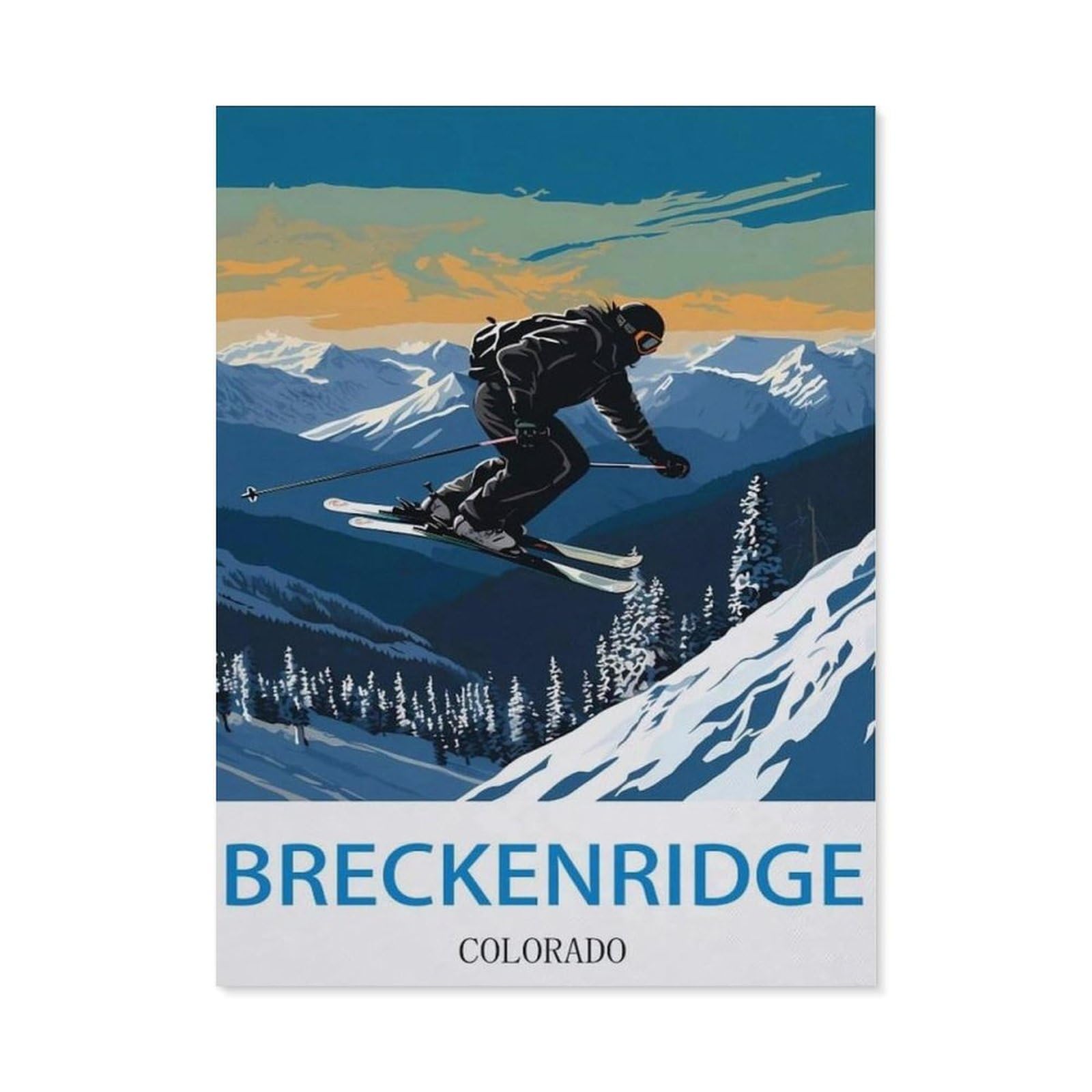 BEAYODKP DIY 5D Diamond Painting，Breckenridge Colorado ， Skiing