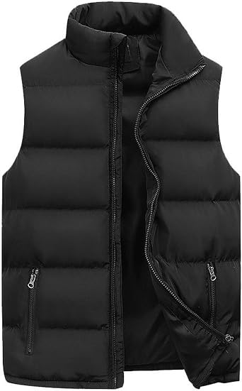Mens Puffer Vest Padded Down Puffer Sleeveless Vest Warm Outerwear Casual Lightweight Fashion Jacket with Zip Pockets