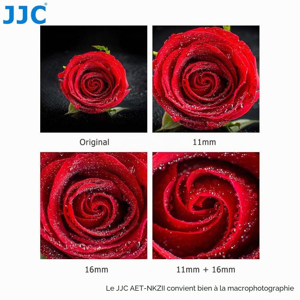 JJC 11mm/16mm Sets Auto Focus (AF) Macro Extension Tube pour la photographie en gros plan pour Nikon Z9, Z8, Z7, Z7II, Z6, Z6II fc etc. Appareils photo sans miroir à monture Z et objectifs à monture Z
