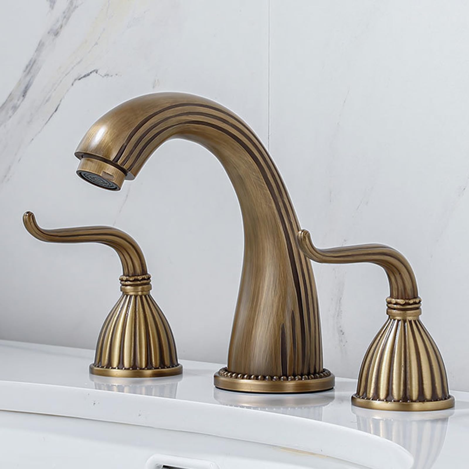 Robinet mitigeur de lavabo retro en laiton 3 trous pour meuble vasque de bain