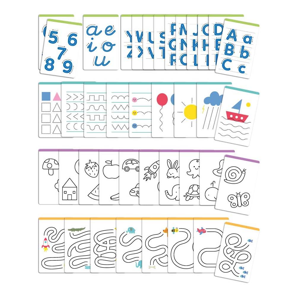 APLI Kids 20142 Draw and Learn LCD-Tafel mit Graphomotorik-Schablonen