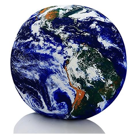 VERCART 3D Digital Print Space Planet Throw Pillows, Solar System Planets Decorative Cushion, Soft Round Accent Pillow, Comfortable Children's Room Decorative Floor Pillow The Earth 25cm Cover