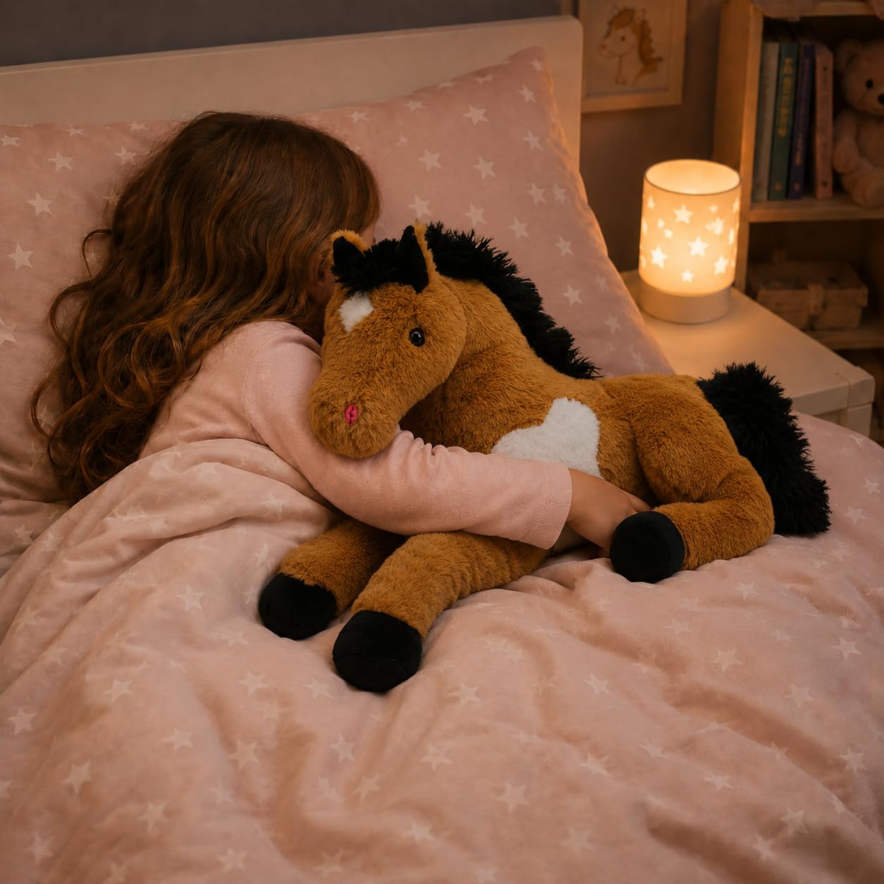 Sweety Toys 5840 Peluche cheval marron avec énergie positive, 70 cm, XXL, doudou, très douce