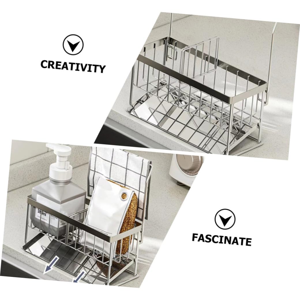 SHINEOFI Soporte para Esponjas de Cocina de Acero Inoxidable Escurridor Multifuncional para Paños y Utensilios de Limpieza Estante Compacto para Encimera Accesorio Práctico para