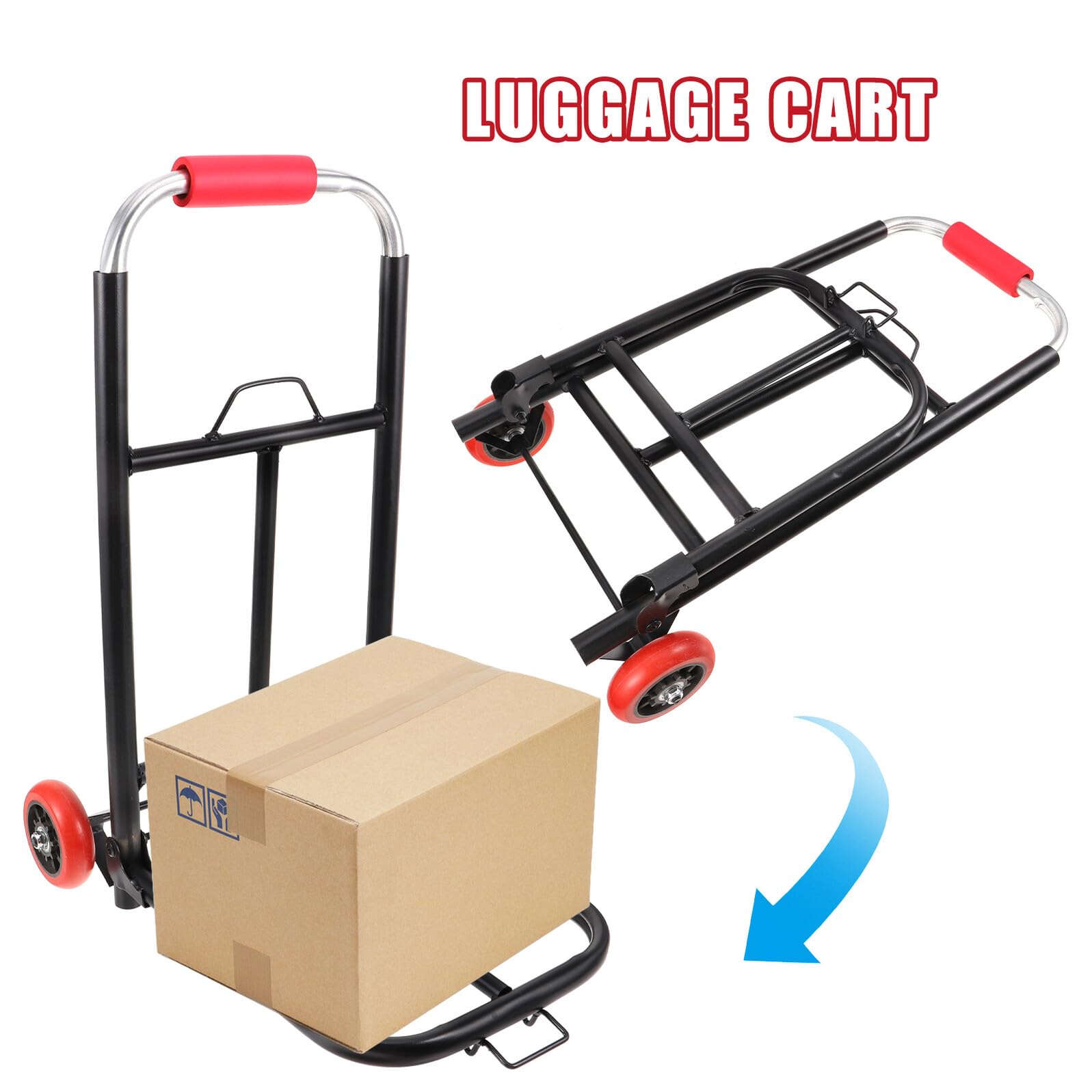 Carrello Pieghevole la Spesa Ruote in Ferro e Pu, Maneggevolezza senza Sforzo e Forte Tenuta, per Casa e Magazzino