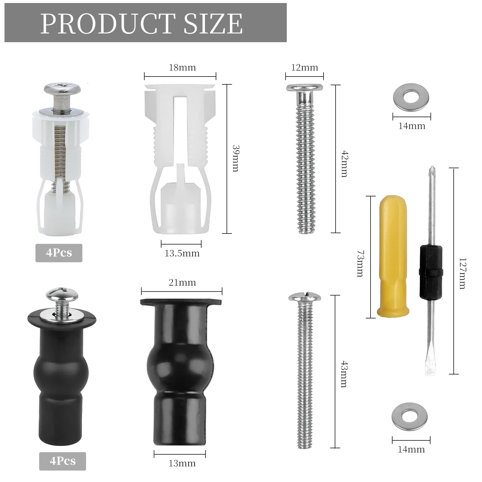 8Pcs Universal Toilet Fixing Kit, Toilet Seat Fittings and Fixtures Rubber - Image 2