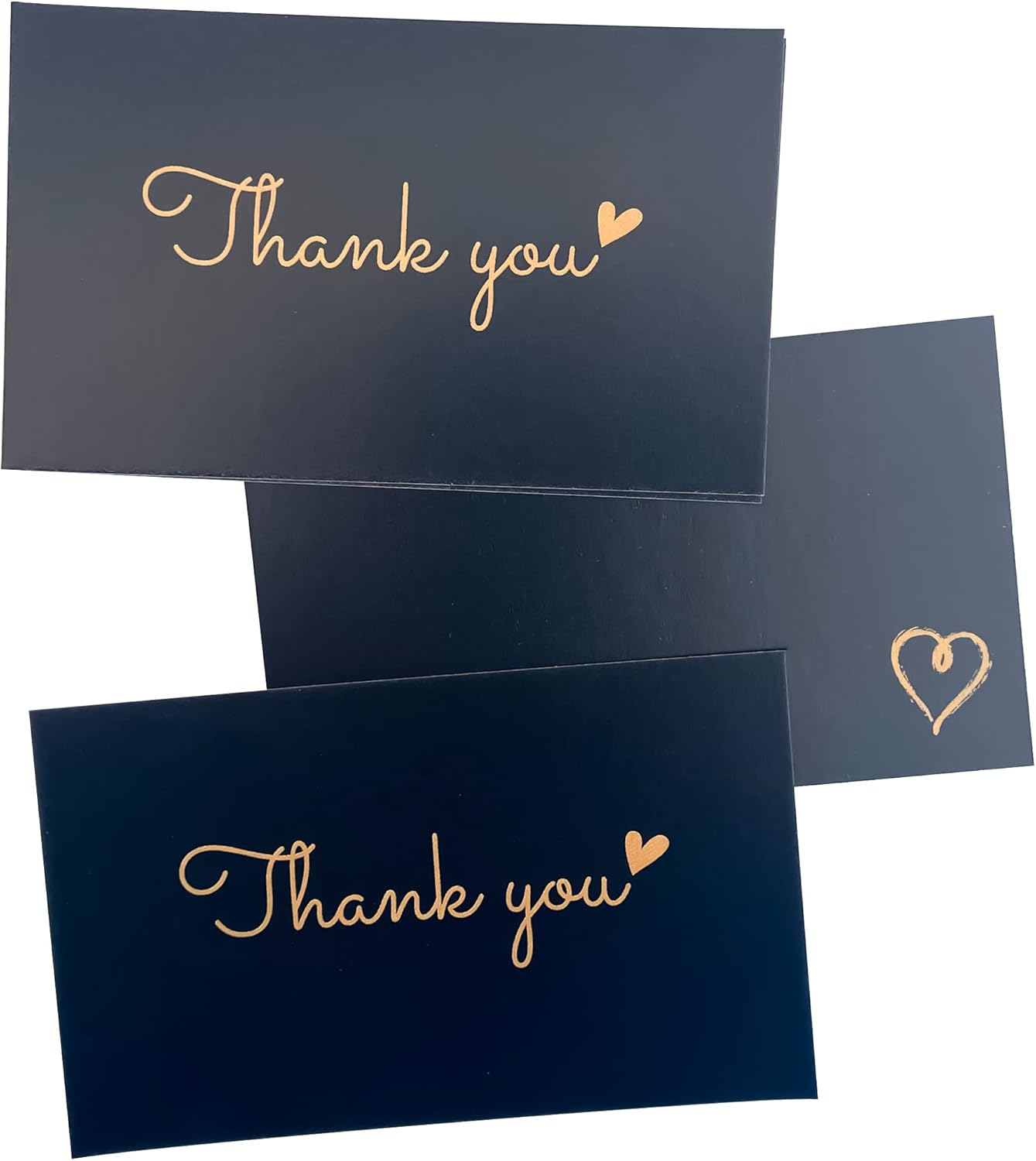 RXBC2011 100 Little Thank You Cards Gold Heart Design Bulk Thank you Notes for All Occasions 3.5 x 2 Inch Black - Image 9