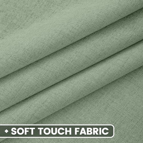 Image of COSVIYA Sage Green Linen Curtains 100% Blackout Grommet Drapes 90 Inches | Light Blocking Full Room Darkening Thermal Insulated Curtains for Living Room /Bedroom with Liner, 2 Panels, 52x90 inches