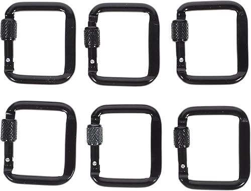 6 piezas de botón de camping resistente gancho de metal llavero al aire libre ganchos para colgar mosquetones cuadrados cordón mosquetón hebilla de