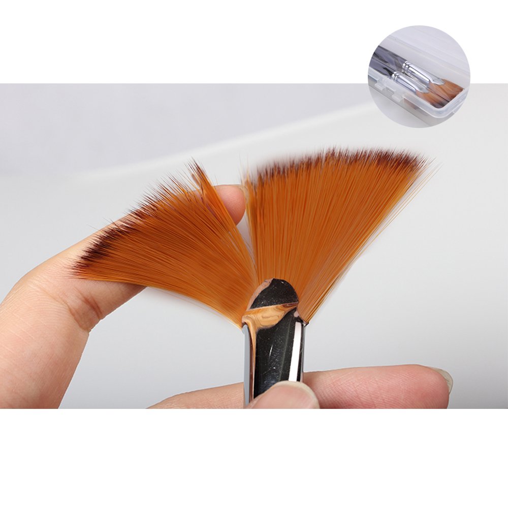 Ventilador pinceles – AMagic artista suave anti-shedding nailon pelo juego de brochas de pintura para acrílico Watercolor pintura al óleo (6 pcs)