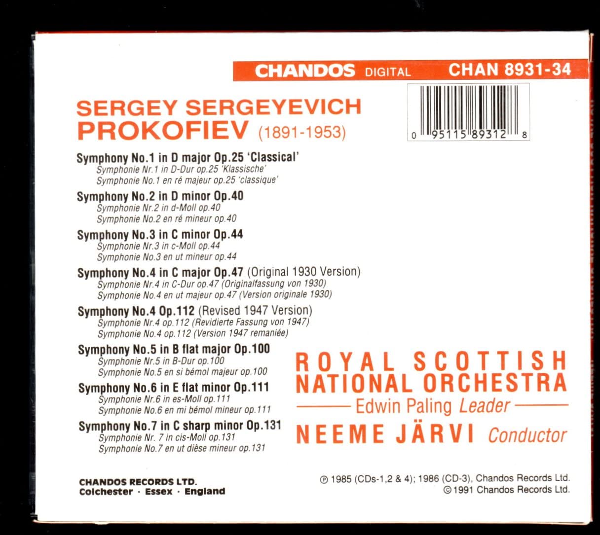 Sergey Prokofiev (Sergej Prokofjew): The Complete Symphonies Nos. 1 - 7 & Symphony No. 4 (revised version)