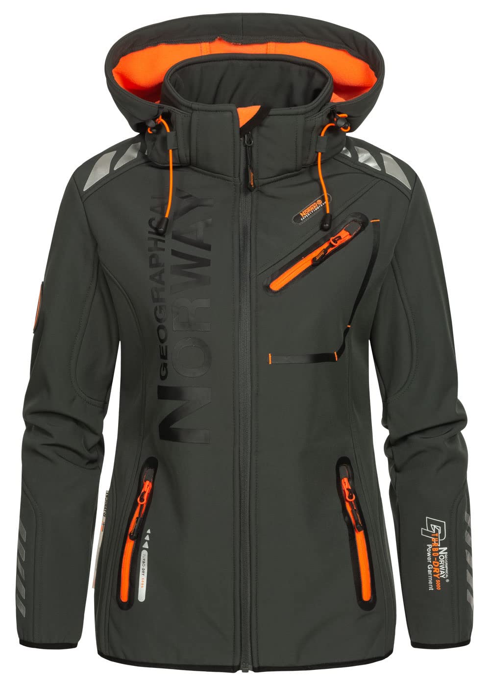 Geographical Norway REINE Lady - Damska kurtka softshellowa, odporna i wodoodporna kurtka wiatrowa - kurtka outdoorowa z kapturem