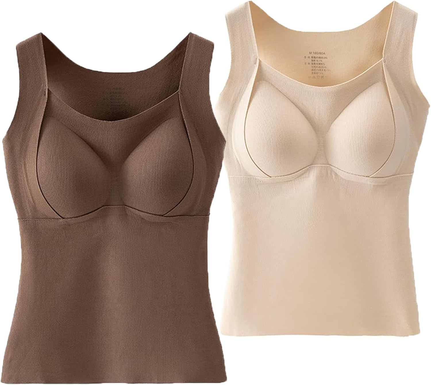Thickened Warm Tank Top with Shelf Bra 2 in 1 Thermal Tank Tops Built-in Bra Thermal Underwear