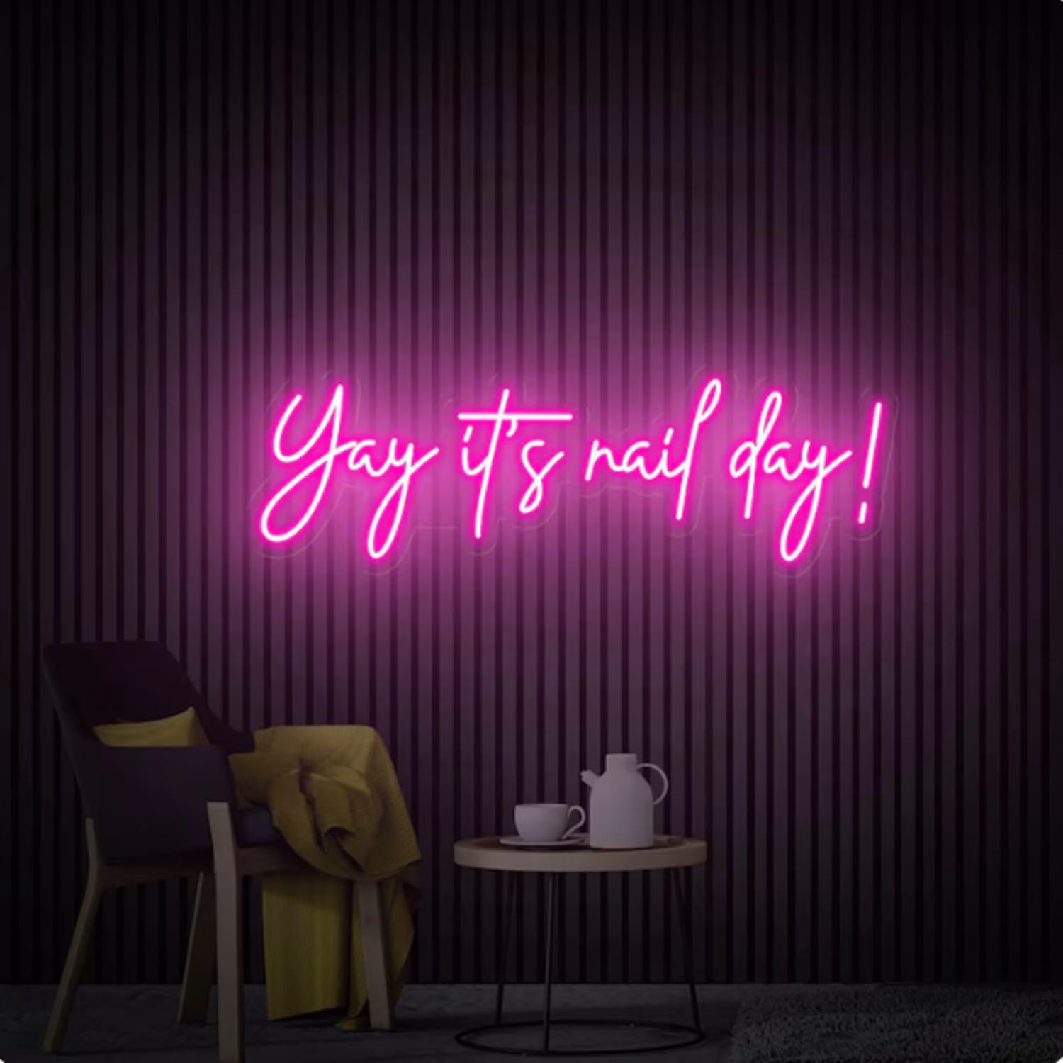 HFHungkeong Yay It's Nail Day Neon Sign,Dimmable Neon Sign for Home Shop Spa Beauty Nails Cosmetic Salon Wall Decor,Nail Room Decor Acessory,USB Powered