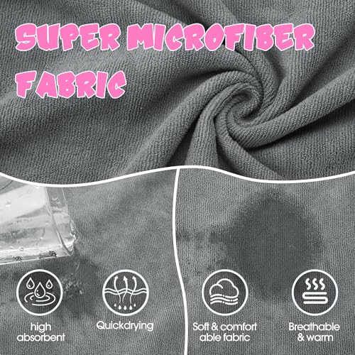 HezzLuv HundeBademantel Mikrofaser Schnell Trocknend, Einstellbar Hundehandtuch Extra Saugfähig für Mittel & Große Hunde, Einfach Anzuziehen Bademantel für Hunde (Grau-Rose, XL)