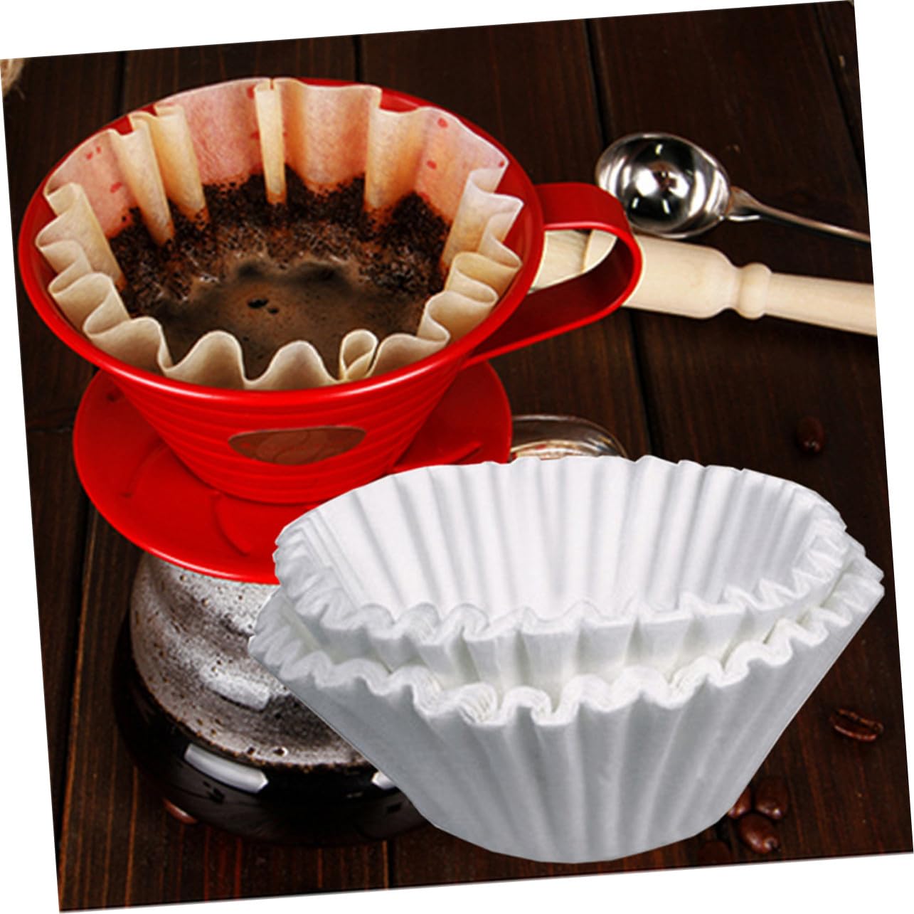 500 Stück Weiße Kaffeefilterpapier 18cm für Gewerbliche Kaffeemaschinen Hohe Seiten gegen Überlaufen aus Papier