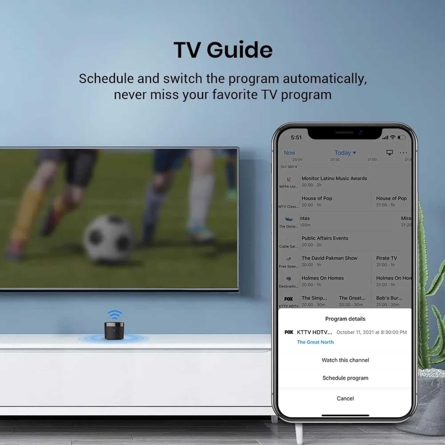 Broadlink RM4 Mini Smart Remote(2.4GHz Wi-Fi Only)- IR Blaster Hub for Smart Home Automation, Infrared TV Air Conditioner Remote Replacement Compatible with Alexa, Google Assistant, IFTTT