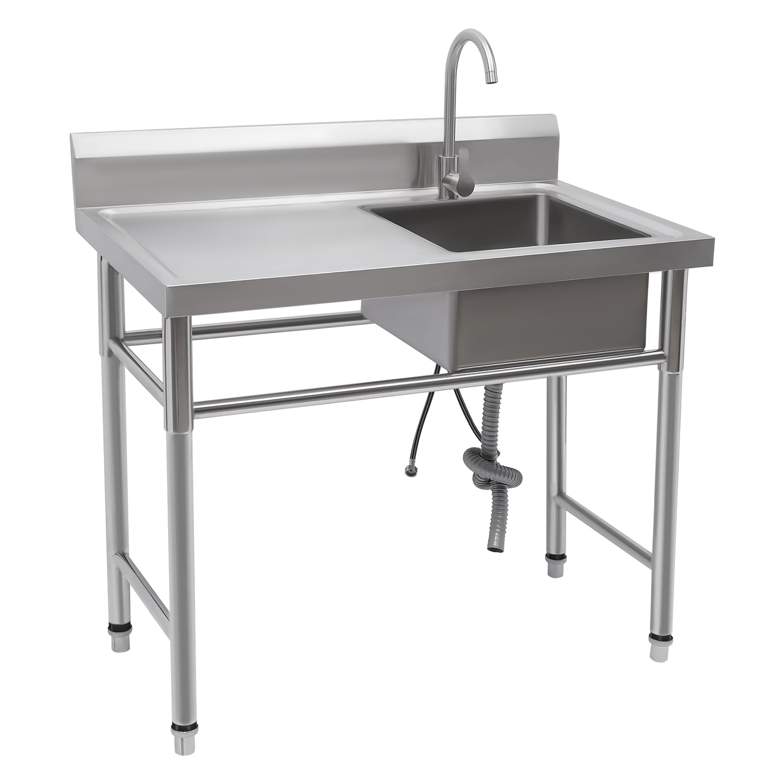 Küchenspüle,Spülbecken 1 Becken Rechts Spültisch Gastrospüle Spülbecken Edelstahlspüle Gastro Gastronomie Spüle Arbeitstisch Waschbecken Edelstahl,100cmx60cm