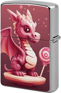 Cute Dragon Lighter Case Cover Holder Metal Lighter Pouches | Durable Copper Protective Sleeve for Standard Lighter, Without Insert, Double-Sided Printed Lighter Cover Shell, Gift for Dad