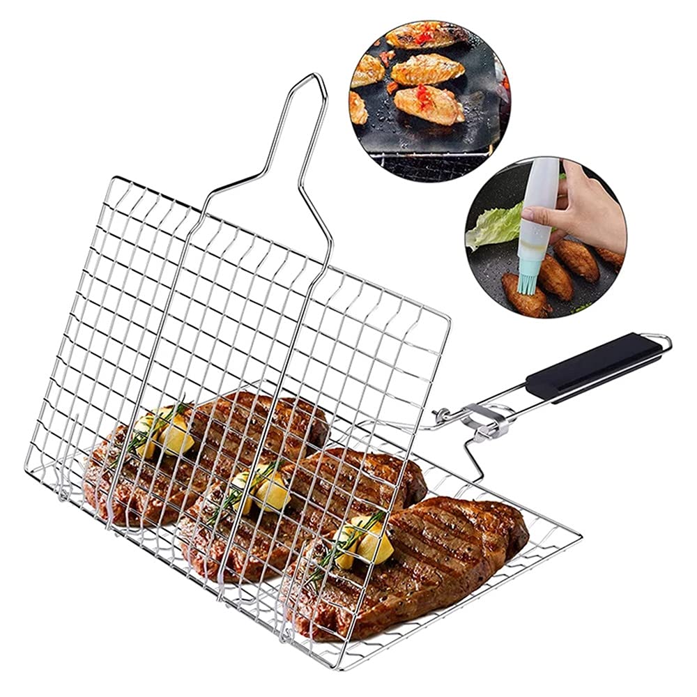 BAYL Grllspeß 2 X Grllguthalter Mt Holzgrff, BBQ Grllkorb Für