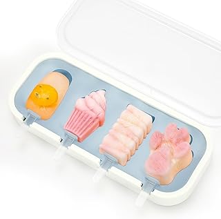 4 Pack Blue Bear Paw Silicone Popsicle Molds - Food Grade with Lids & Sticks, Ice Cream Molds for Kids Family, Homemade Frozen Treats Maker
