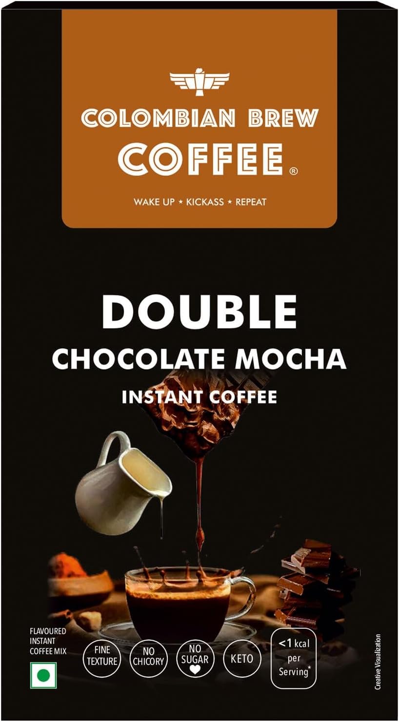 Double Chocolate Mocha Instant Coffee, Vegan, No Sugar - 50gm
